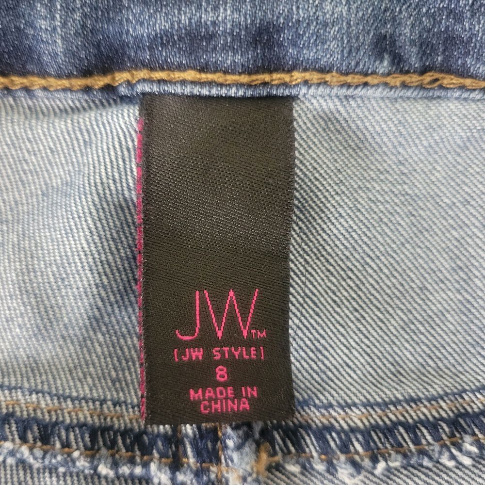 JW Jeans Womens 8 Blue Mid Rise Tapered Cuffed Hem Medium Wash Denim - Picture 8 of 13